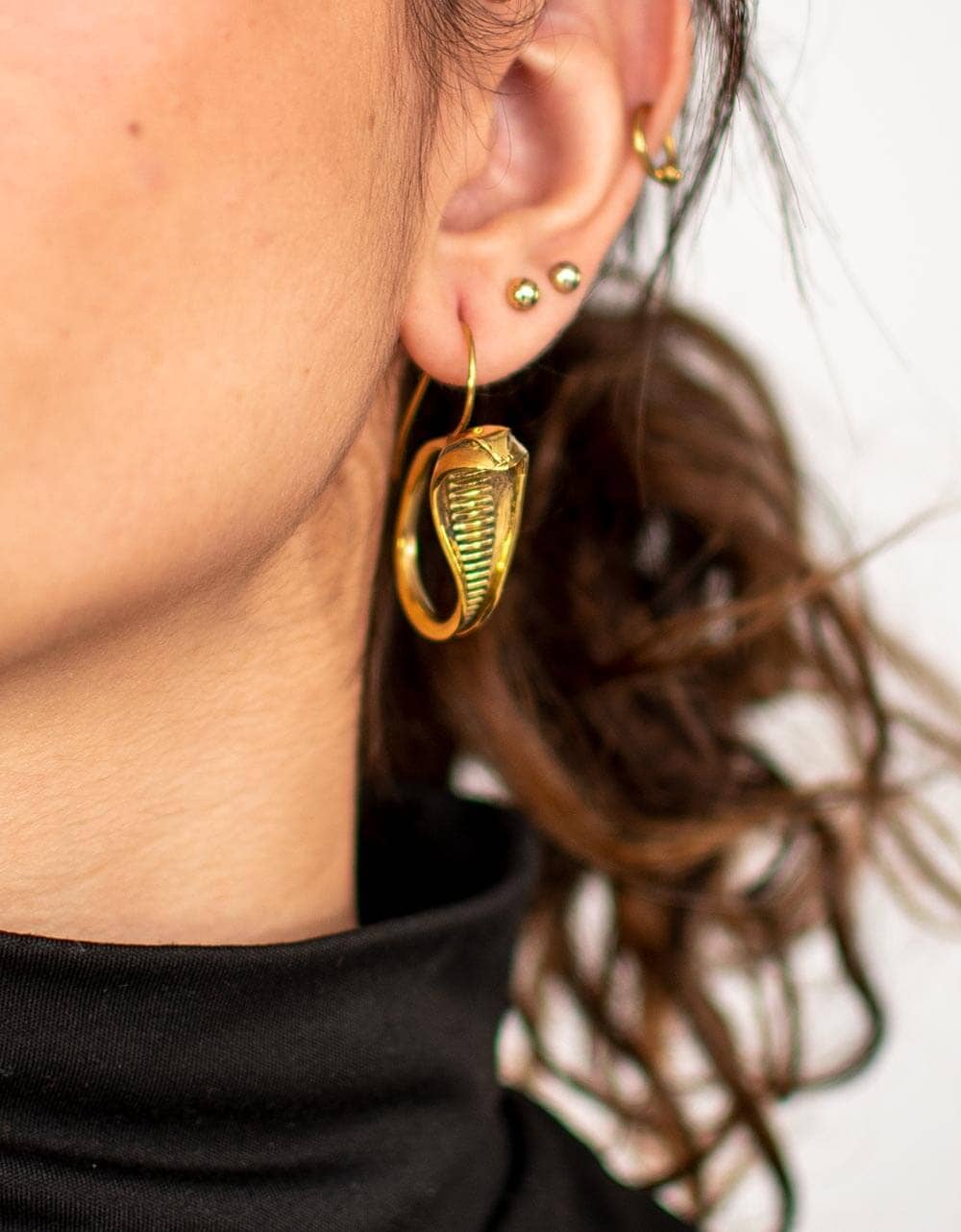 Handmade snake-shaped earrings