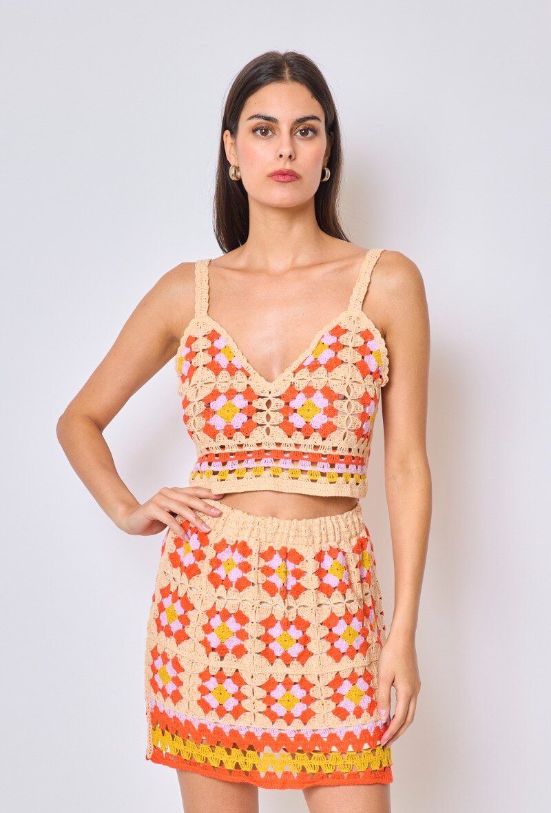 Crochet top skirt set