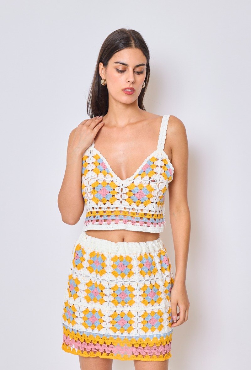 Crochet top skirt set
