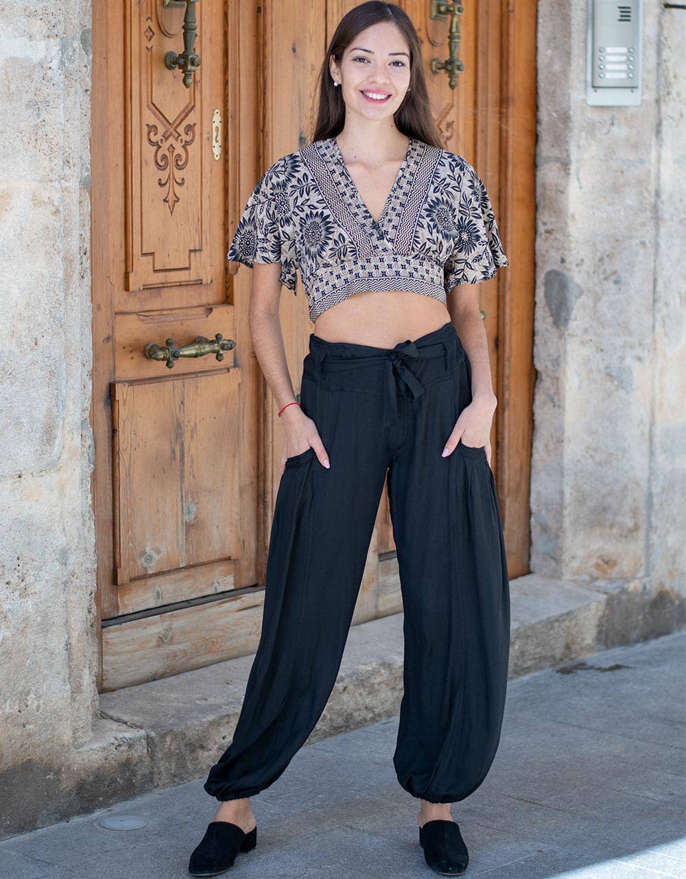 Harem pants with bow