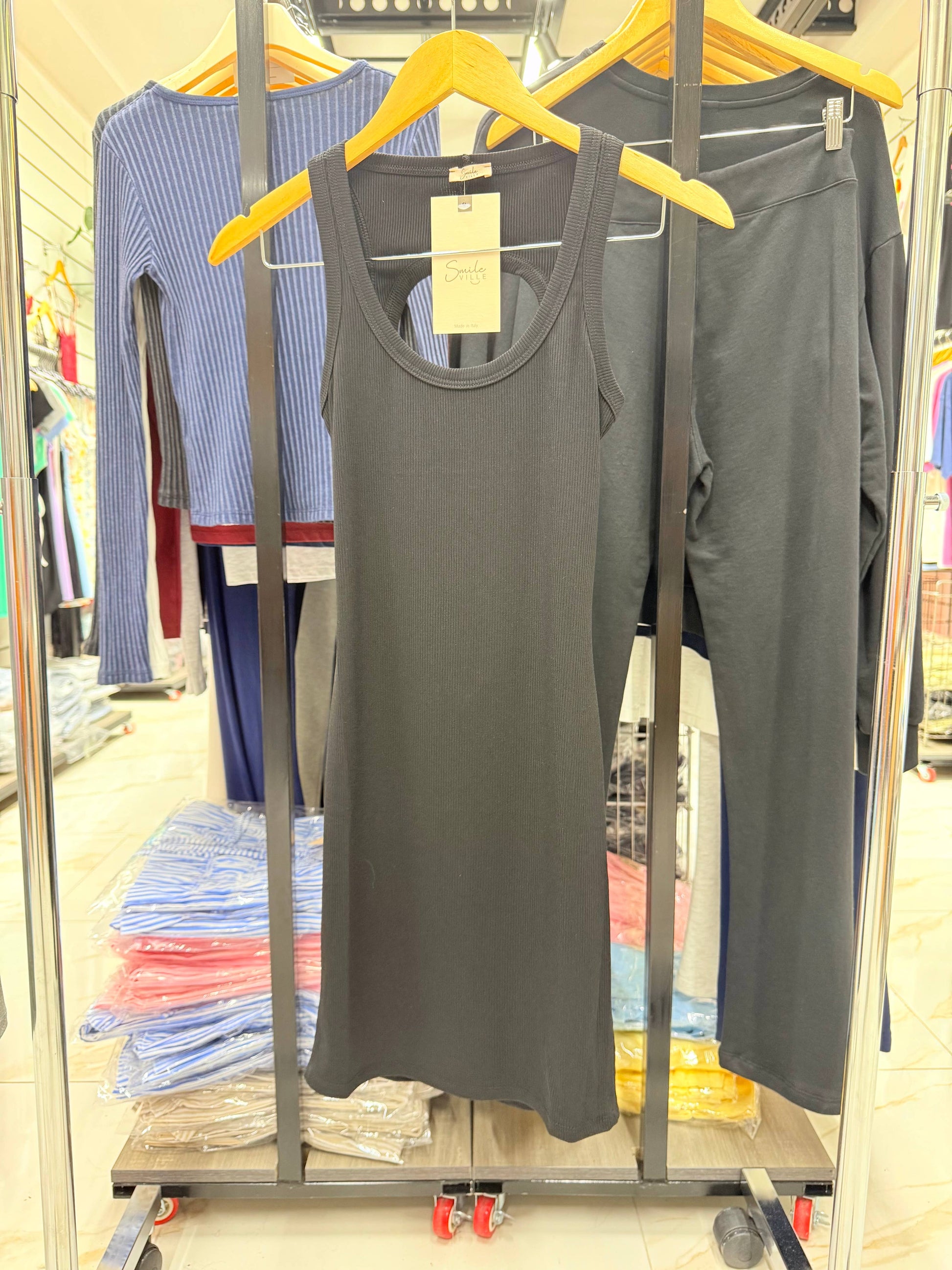 Ribbed tank dress with open back