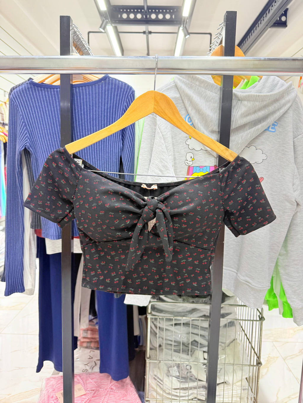 Stretchy cherry crop top