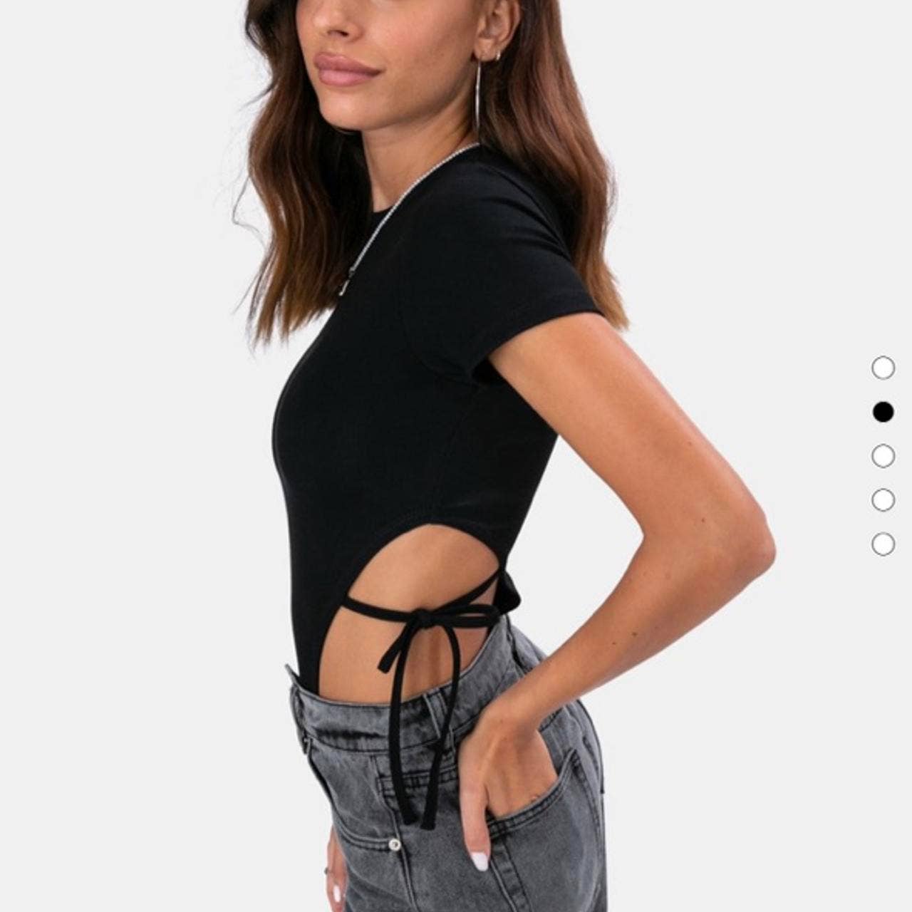 Ribbed top with side ties