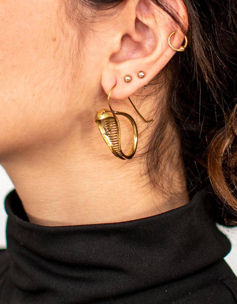 Handmade snake-shaped earrings
