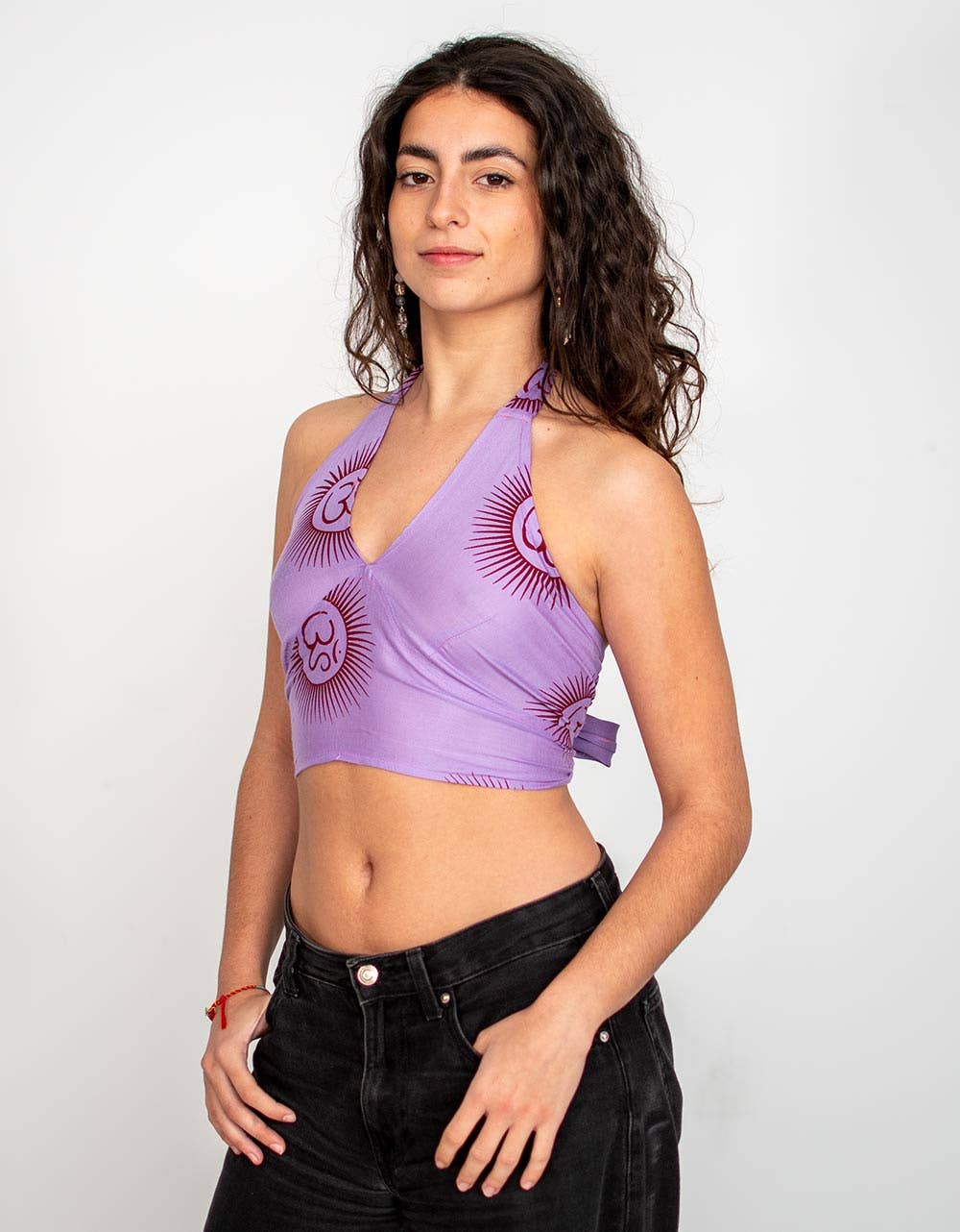 Lilac short ethnic look top
