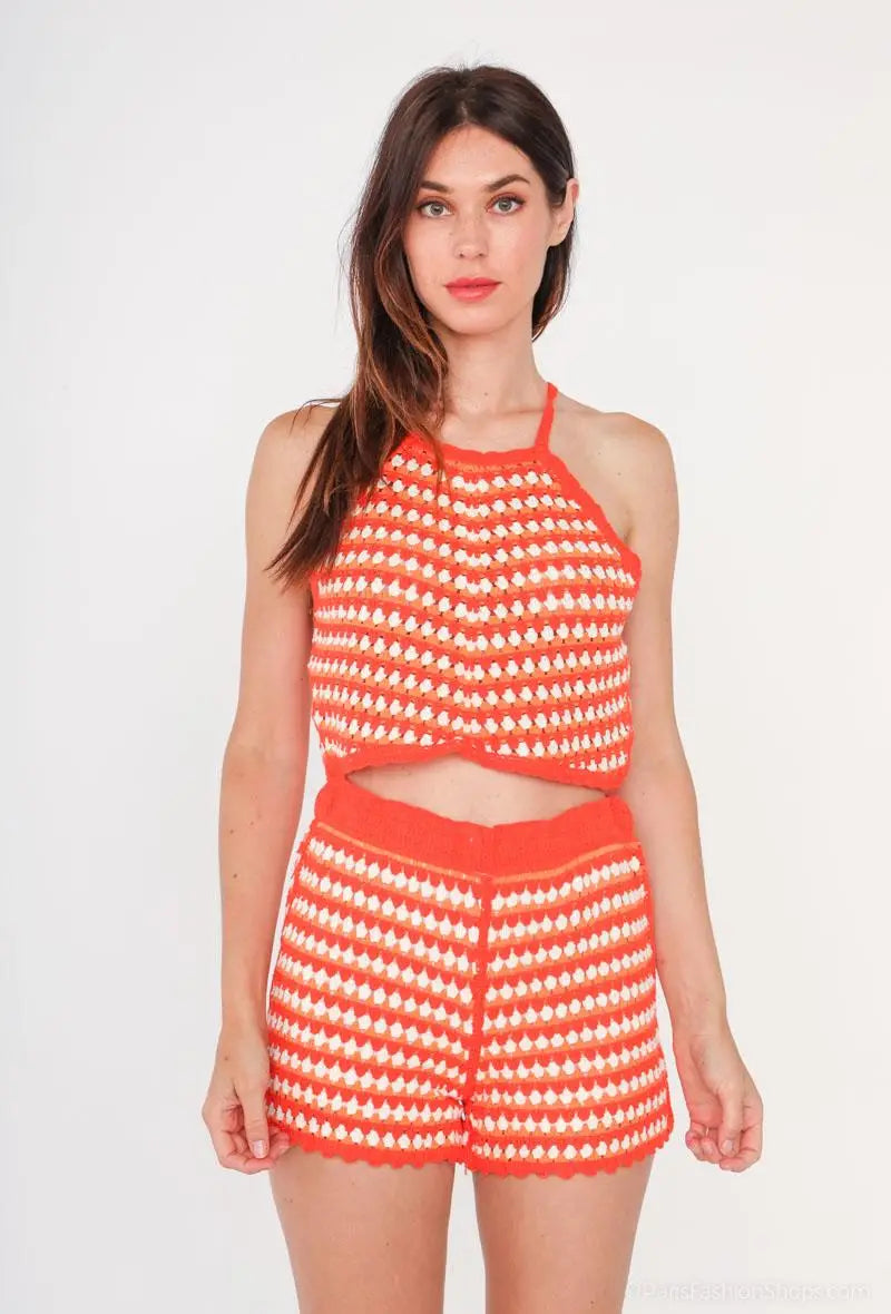 Crochet top and shorts set