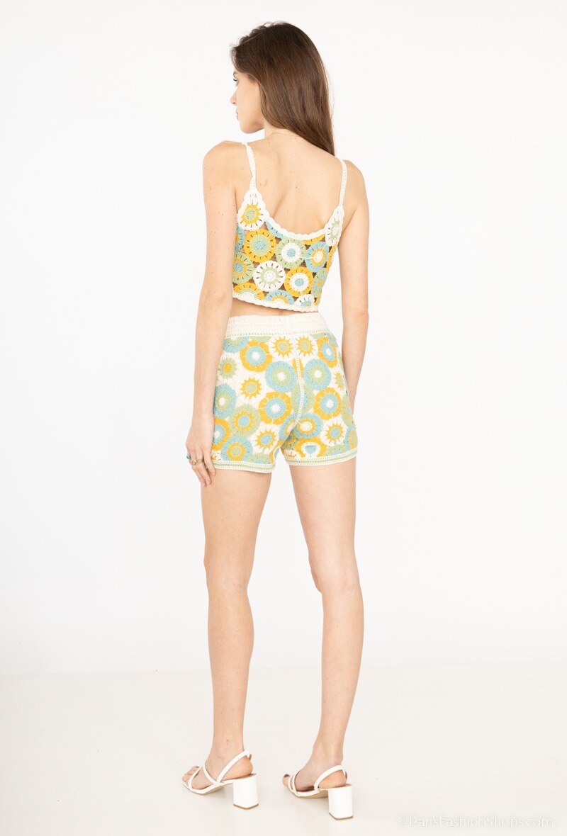 Crochet top shorts set green