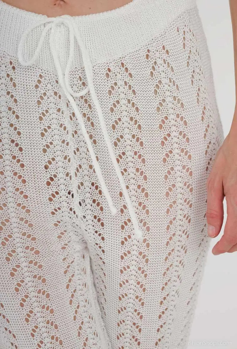 White lace trousers