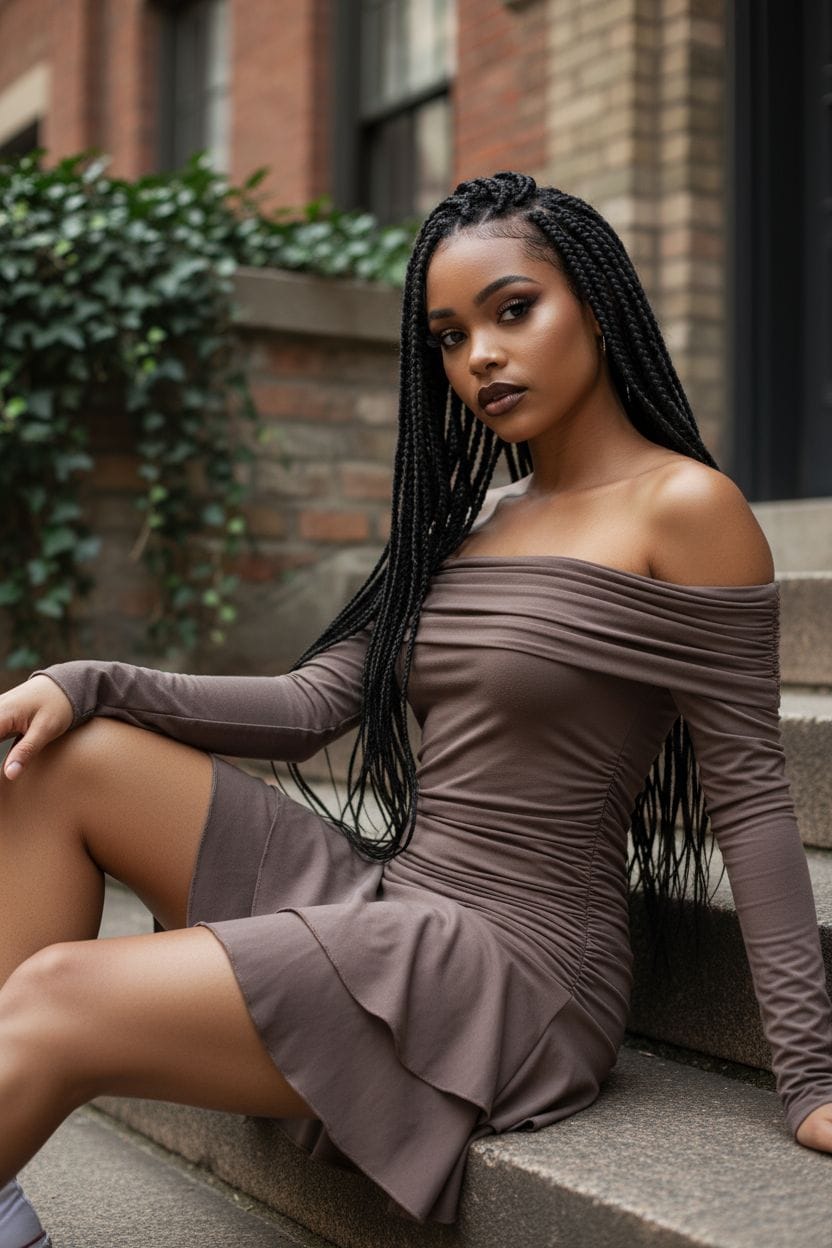 Bandeau style elastic mini dress 