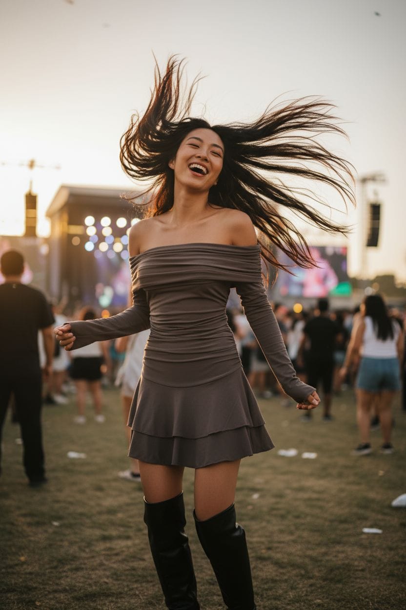 Bandeau style elastic mini dress 