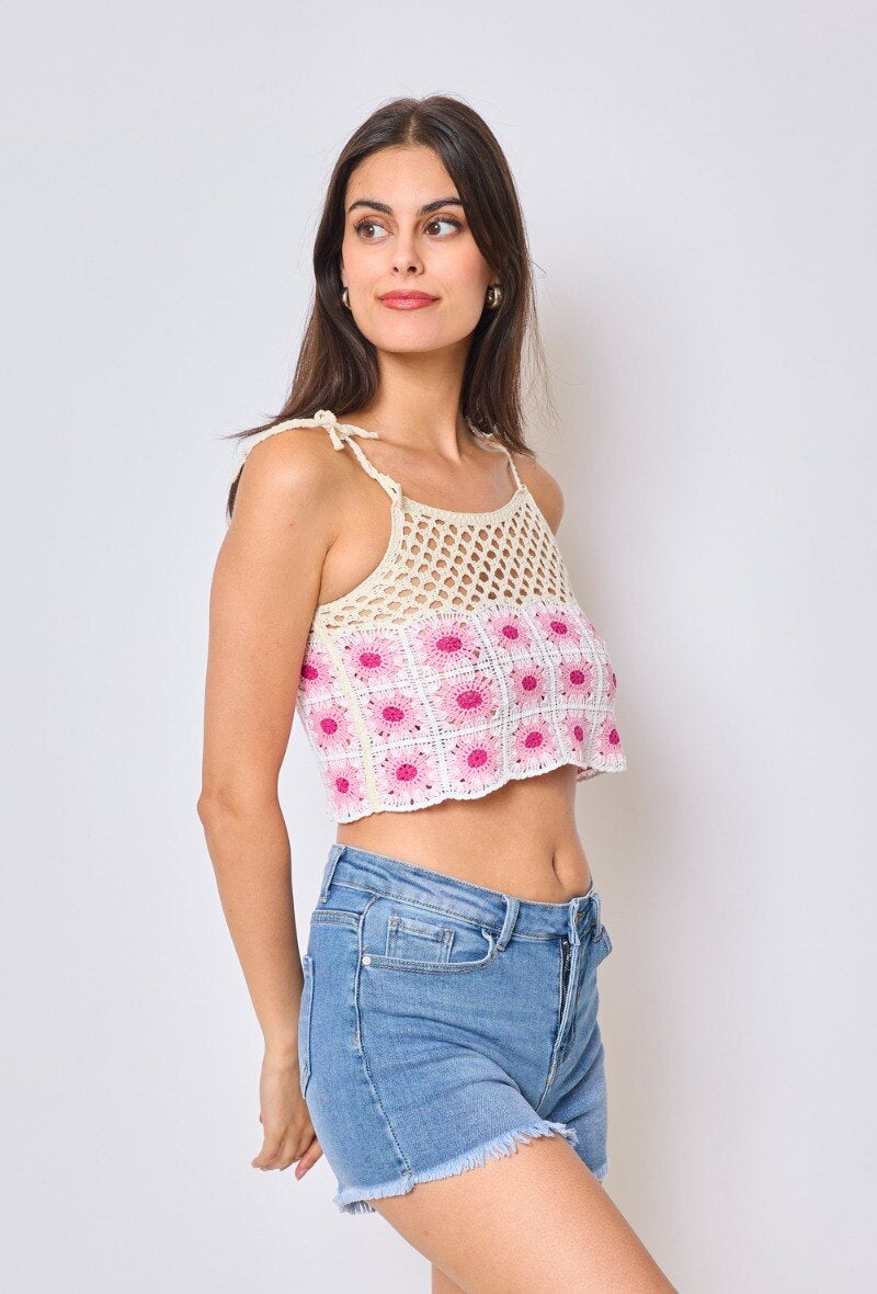 Tie strap crochet top