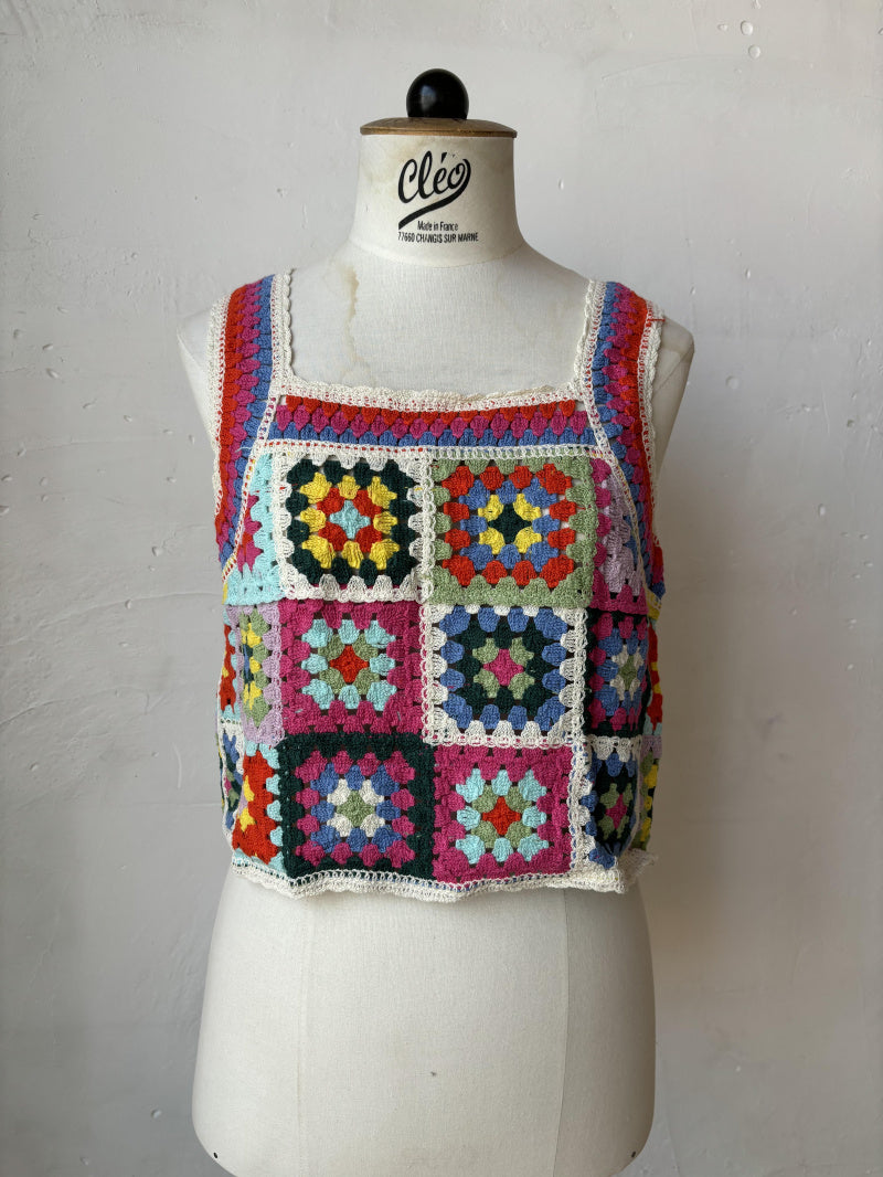 Multicoloured crochet top